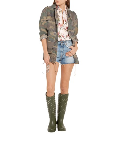 Saint Laurent Women's Green Festival Embellished Rubber Rain Boots Shoes - Gr... - Picture 5 of 5