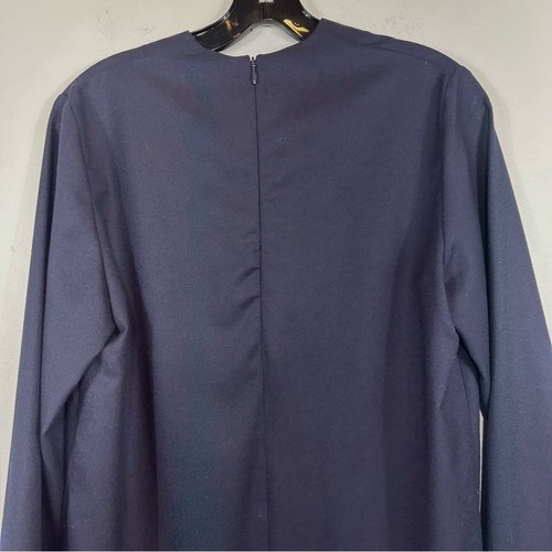 JACQUEMUS Navy Blue Wool Gathered Drape Front Shift Dress 38 L'Enfant Du Soleil - Picture 7 of 10