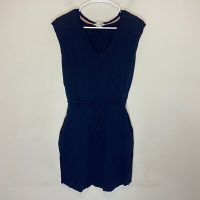 Boden Womens 2 Mya Jersey Dress Navy Blue Cotton Mini Tie Waist Pockets  Casual | eBay