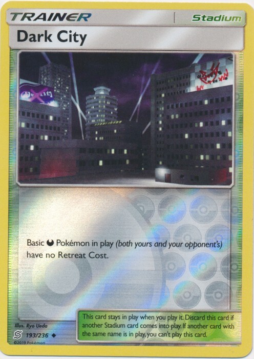 Dark City 193/236 Reverse Holo Unified Minds Pokemon Card NM