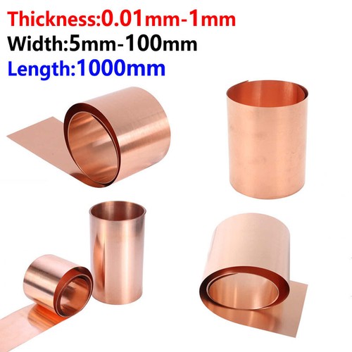 99.9% Copper Cu Metal Sheet Foil Plate Strip Thickness 0.01mm-1mm Width 10-100mm
