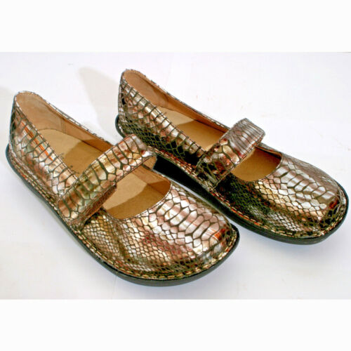 Alegria by PG Lite Womens 8 - 8.5 Shiny Gold Faux Snake $120 - Picture 2 of 9