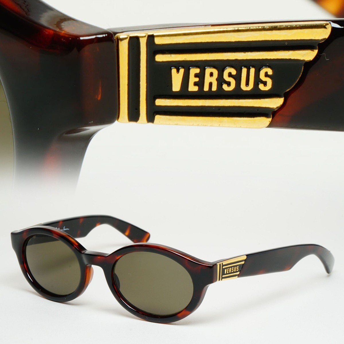 Versus Sunglasses 1996 by Gianni Versace Vintage Brown Gold MOD