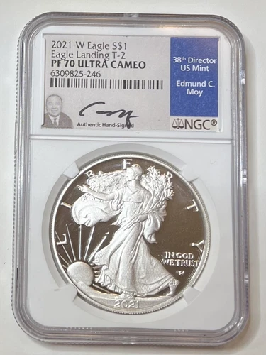 2021 W American 1 oz .999 Silver Eagle Landing T-2 $1 NGC PF 70 Ultra Cameo