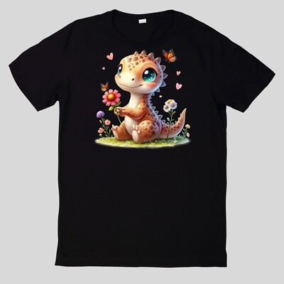 Cute Animal With Wildflowers Cotton T-Shirt Fun Fun Sayings Funny Cartoon