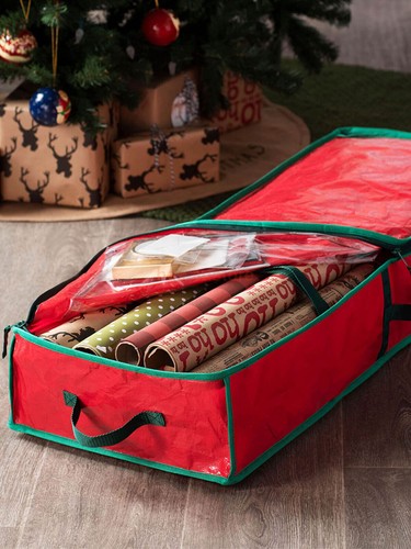 Hot Christmas Xmas Wrapping Paper Storage Bag Tidy Gift Wrap Organizer Decor AU - Picture 21 of 27