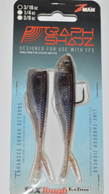 z-man zman graph shadz jighead 3.8'' forward facing sonar ffs 3/16oz goby sauce