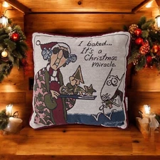 Maxine Christmas Pillow Shoebox Hallmark I Baked It's a Miracle Damask Tapestry 