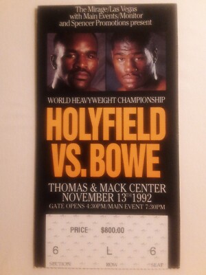 Evander Holyfield vs Riddick Bowe  Boxing Ticket Heavyweight Championship 1992