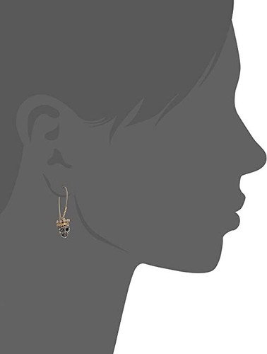 Betsey Johnson Pave Skull Dangle Earrings | Crown Detail | Edgy Glam - Picture 3 of 3