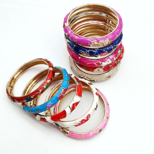 Enamel Peony Filigree Flower Bangle Women's Hand Bracelet Gifts for Women Girl - Bild 7 von 16