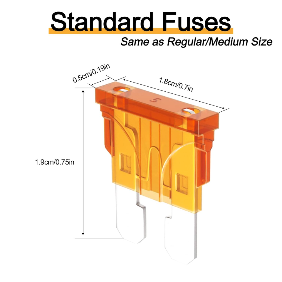 20 Pieces 5 AMP Standard Car Fuses, ATO ATC Blade Style Automotive