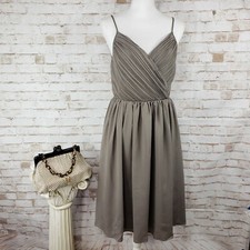 NWT Banana Republic Size 8 Taupe Gray Pleated Cross Front Sleeveless Dress VNeck