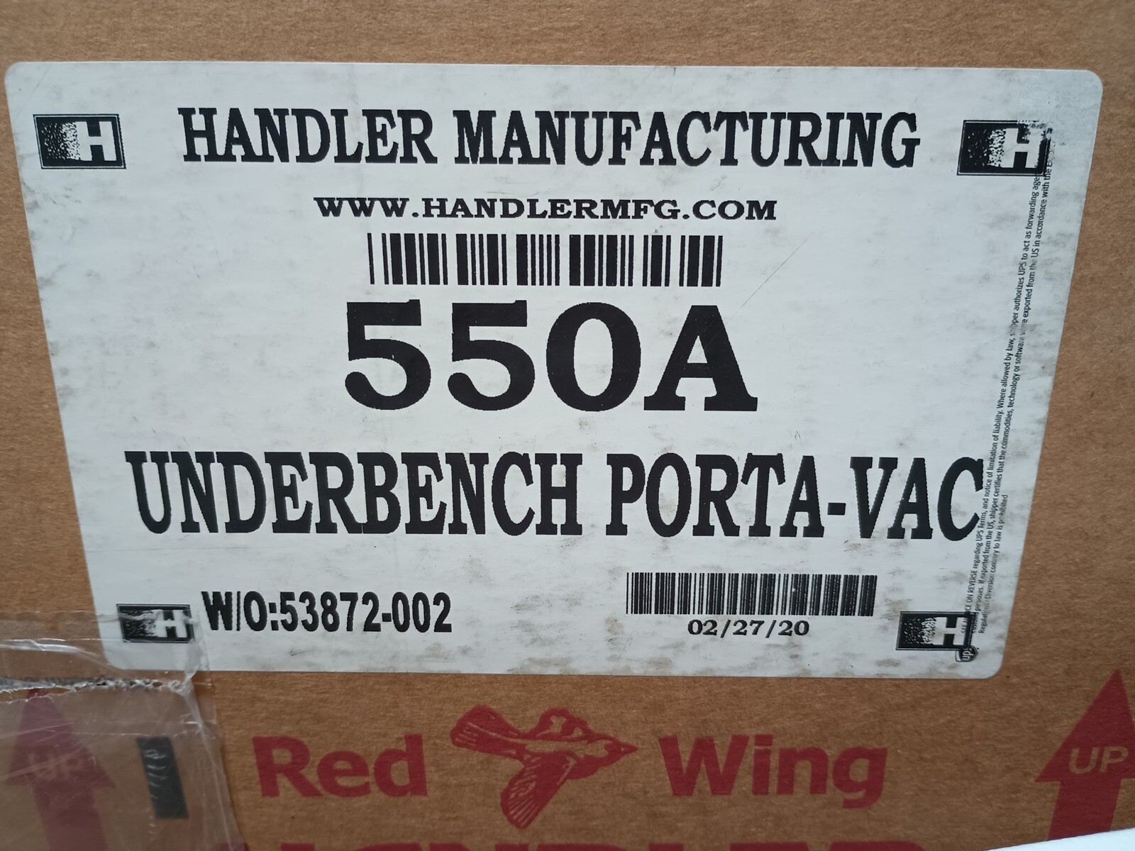 Handler Red Wing Dust Collector Under Bench PortaVac BRAND NEW Dental