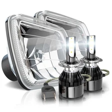 2X 7inch Square Housing + 2X H4 LED Headlights for 2008-2016 Jeep Patriot