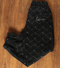 RARE KARL KANI Vntg Mens Royal Fleece Black Heavyweight Track Pants XXL size