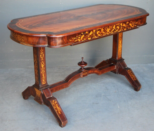 Antique Italian marquetry centre table writing desk superb inlay signed Bisogno  - Picture 1 of 15