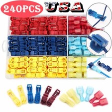 240Pcs Quick Splice T-Tap Insulated Crimp Terminals Kit Spade Wire Connectors