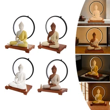 LED Halo Ceramic Buddha Statue Table Lamp Buddha Statue with Lamp for Home Décor