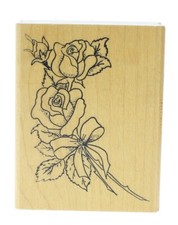Embossings Arts Floral Long Stem Rose Bundle Wooden Rubber Stamp