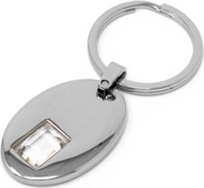 Silver Oval with Crystal Keychain