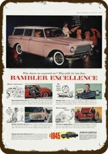 1961 RAMBLER AMERICAN Pink Station Wagon Vntg-Look DECORATIVE REPLICA METAL SIGN