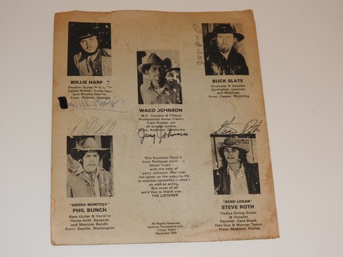 GHOST TOWN GUNFIGHTERS LIVE 8 1/2"" x 10"" VOLANTE WILLIE HARPER BUCK PIZARRA + FIRMADO - Imagen 2 de 2