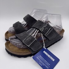 Birkenstock Arizona Sandals Women  s Size 6 EU 37 Basalt Gray Suede Soft Footbed