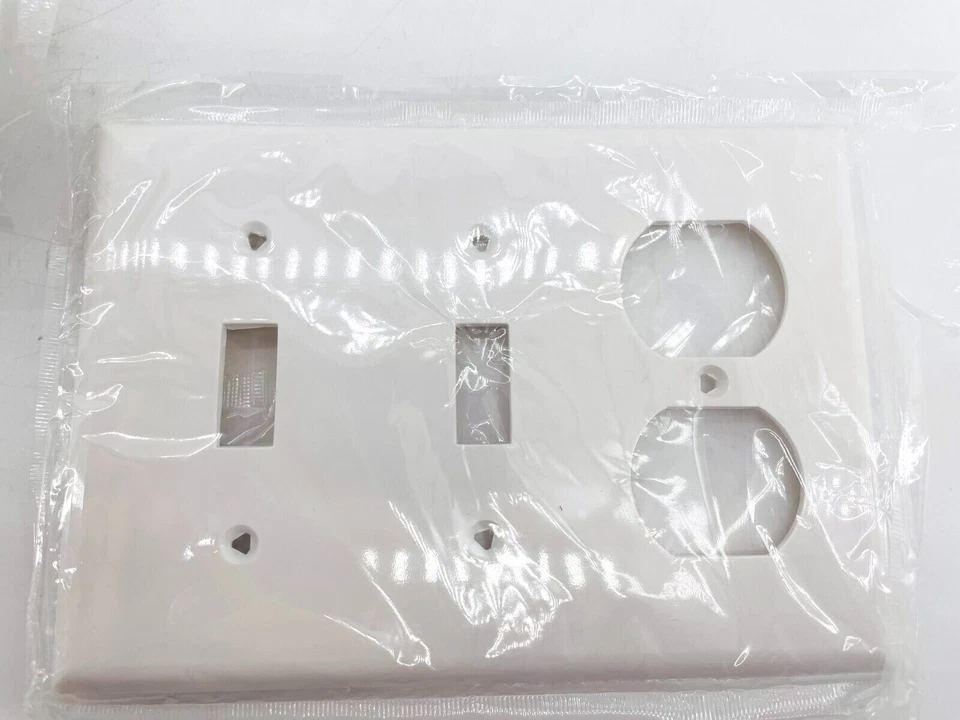 Lote de 10 Cooper 5158W Placa de Pared Combinada Palanca Dúplex Blanco Nuevo Excedente Foto 4 de 4