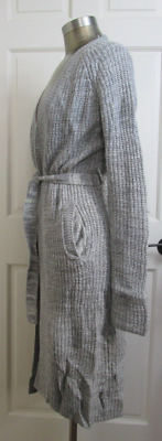 The Fashion District Gray Open Cardigan Womens Size L Long Ties At