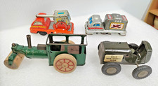 Vintage Tin Litho Toy x4 pre-war Tri-Ang Steamroller Linemar Army +2 x Japan -AF