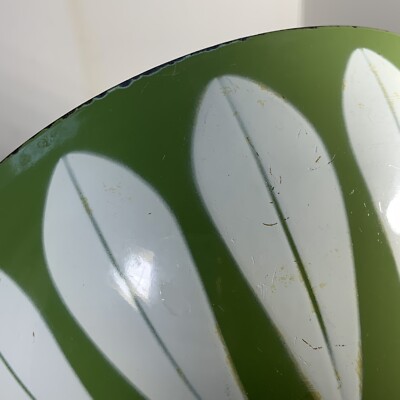 CATHRINEHOLM 3 Pc Vintage Green Enamel Lotus Leaf Nesting Bowl Set