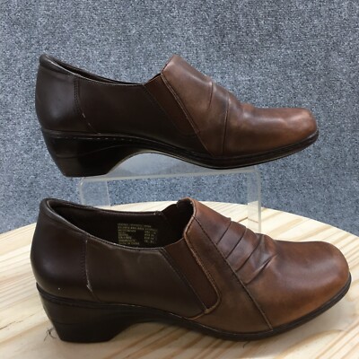 Thom McAn Shoes Womens 11 M Deidre Loafers Brown Leather Slip On Casual Wedge