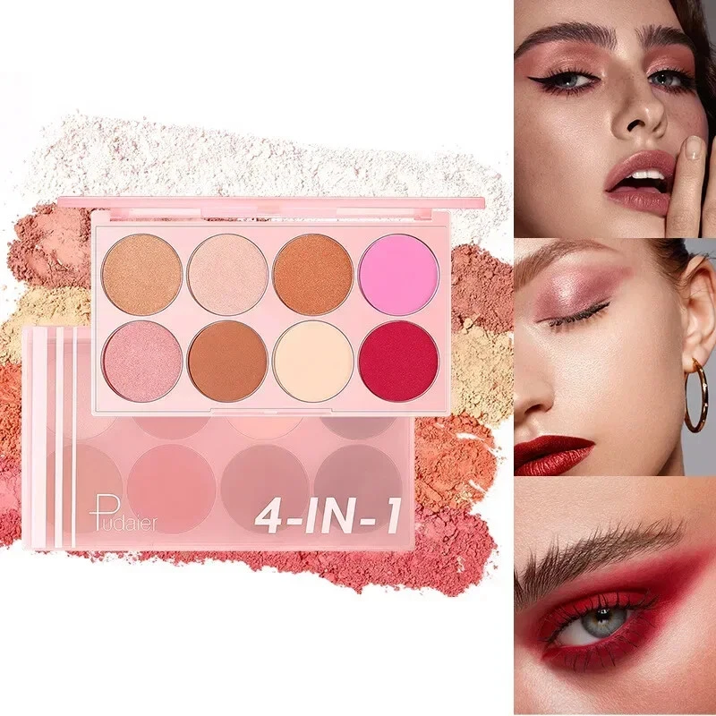 4 in 1 Palette 8 Color Blusher Rouge Highlighter Nude Eyeshadow Contour Pallete - Image 3 of 4