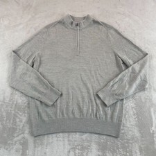 Banana Republic 1/4 Zip Sweater Men Large Taupe Heather Merino Wool Blend NWOT