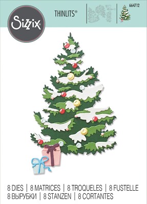 New, Retired Sizzix Thinlits Layered Christmas Tree 8pc #664712 Retail $20.99