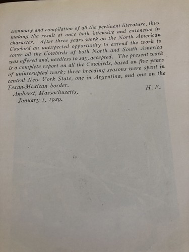 The Cowbirds: Study in Biology of Social Parasitism (1929) Friedmann Amherst - Picture 6 of 11