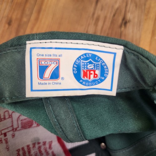VINTAGE Logo 7 Green Bay Packers Hat Cap Strap Back Green NFL Football Logo Mens - Picture 10 of 10