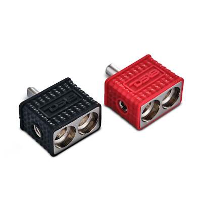 DS18 Dual 1/0-GA to 1/4-GA Amp Input Reducers with Offset Stub & Silicone Cover
