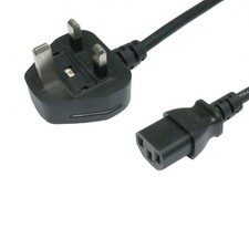 Computer Laptop Monitor Power Cables UK Mains to IEC, figure 8, clover + IEC ext