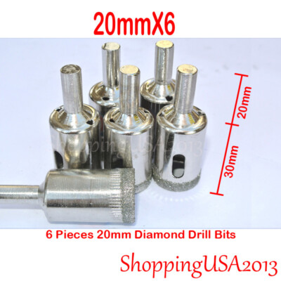 6Pc 20mm Diamond tool drill bit hole 