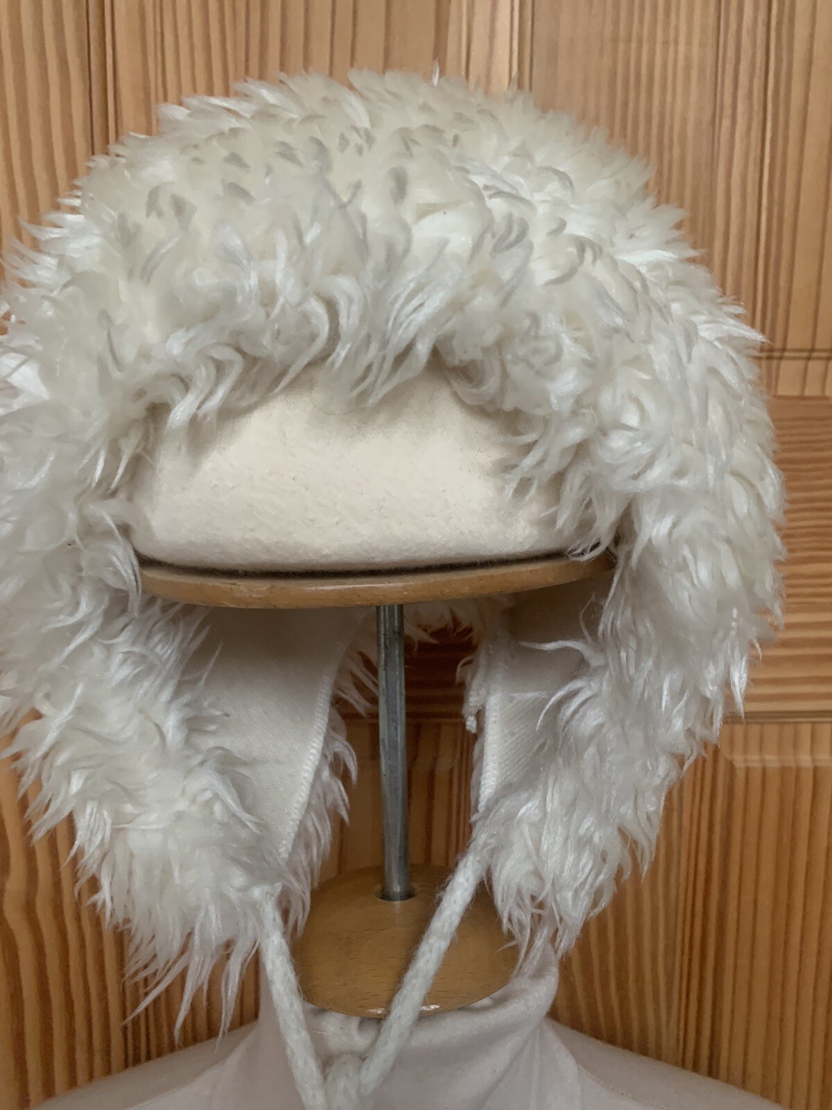 furry Winter Solid Beige Ears Covered hat with po… - image 2