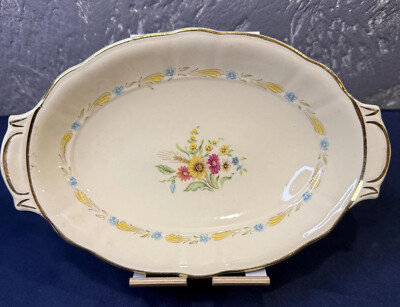Vintage Rörstrand Oval Serving Plate white floral delicate gold trim   ''Svea''