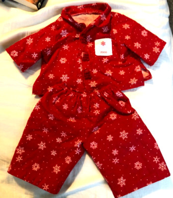 Doll pajamas PJ's 2 piece snowflakes red La Senza 2000 Canadian 14 18 inch doll