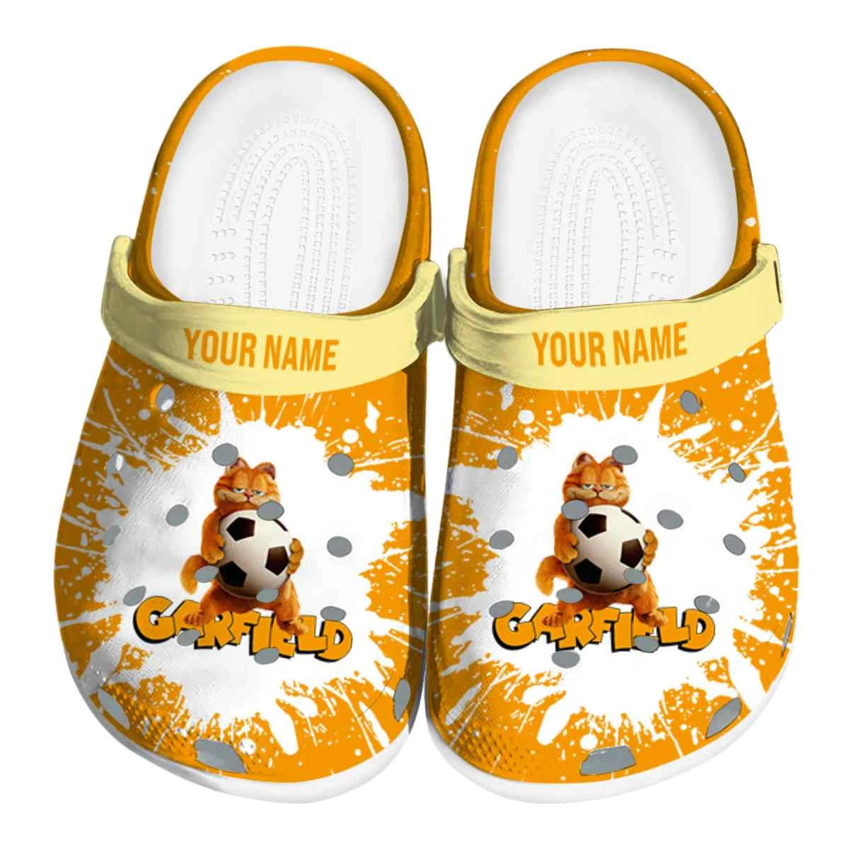 Customized Clogs Garfield Cat Loves Ball Orange Slippers