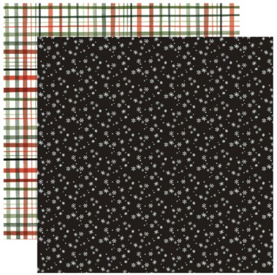 2 Sheets of Carta Bella Paper HAPPY CHRISTMAS 12x12 Cardstock - Snowy Night