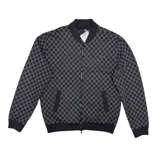 LOUIS VUITTON Varsity Blouson Jacket RM232 wool leather Blue Gray