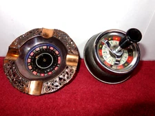 2 VINTAGE ASH TRAY ROULETTE WHEELS VERY UNIQUE DISPLAY PIECES -WORK WELL - L 260