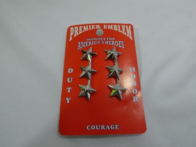 PREMIER EMBLEM 3/4'' X 2.25'' - 3 STAR (SMOOTH)-COLOR SILVER P1805