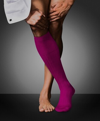 Falke Mens Artic Pink No 2 Cashmere Knee Length Socks Size  7-8 EU 41-42 £110